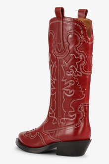 Mid Shaft Embroidered Western Boot | Barbados Cherry