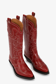 Mid Shaft Embroidered Western Boot | Barbados Cherry