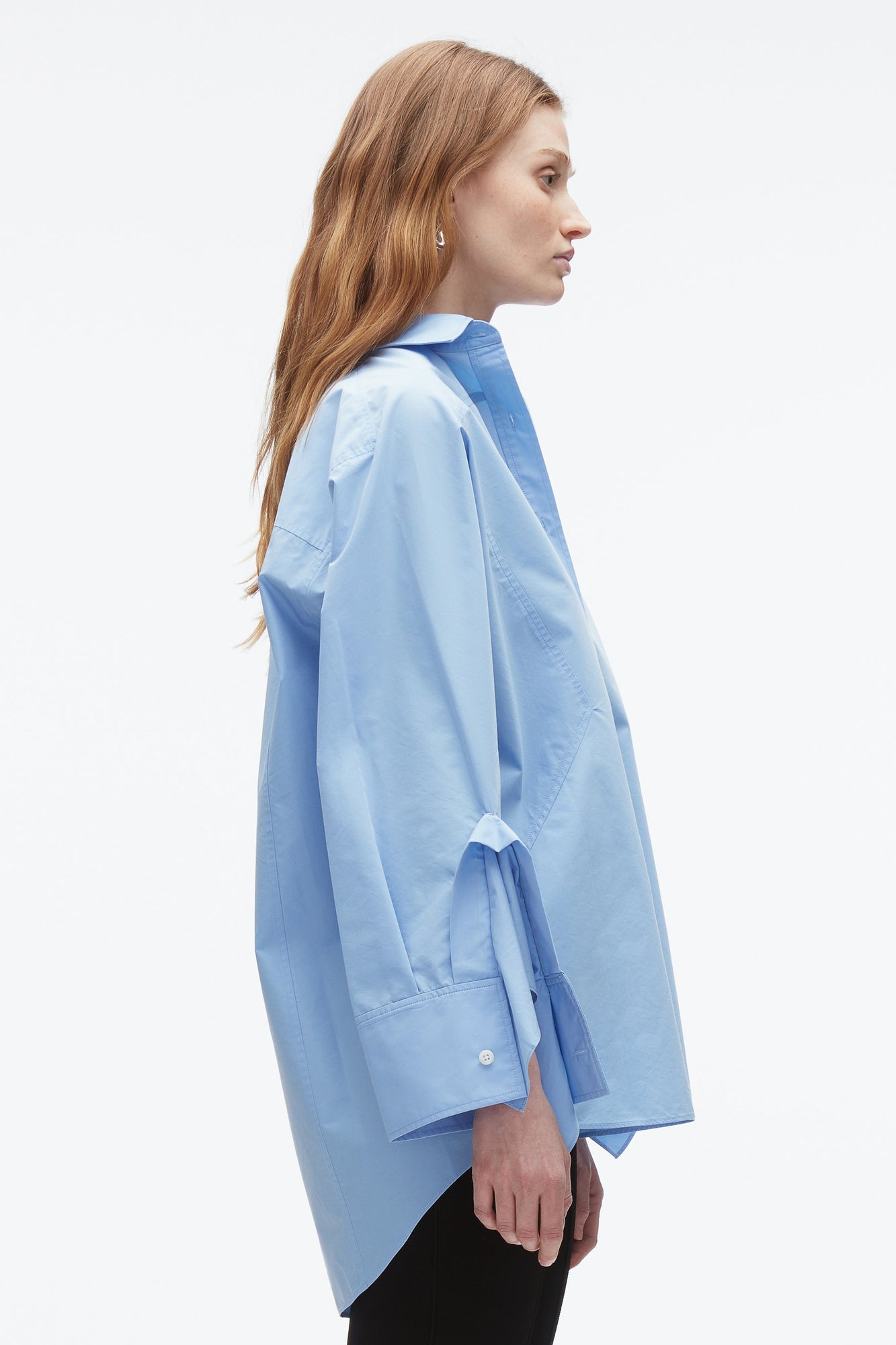 Oversize Shirt with Cascade Cuff | Oxford Blue