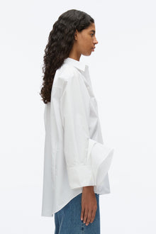 Oversize Shirt with Cascade Cuff | White