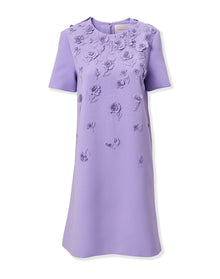 Embroidered Short Sleeve Crewneck Shift Dress | Violeta