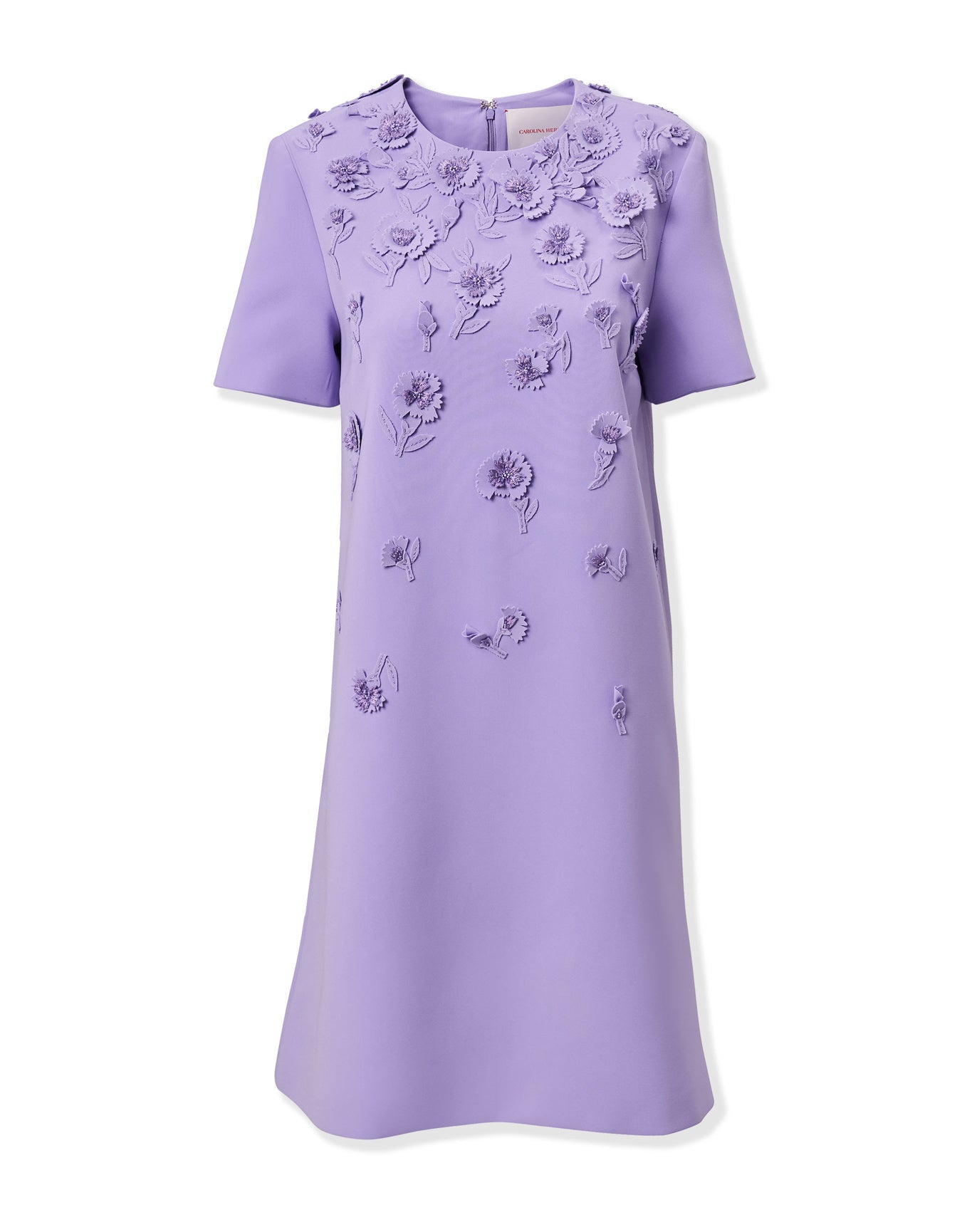 Embroidered Short Sleeve Crewneck Shift Dress | Violeta