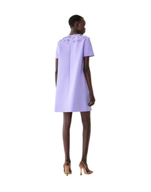 Embroidered Short Sleeve Crewneck Shift Dress | Violeta