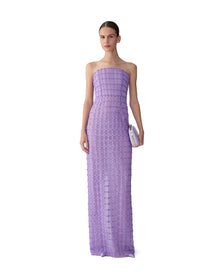 Embroidered Strapless Column Gown | Violeta