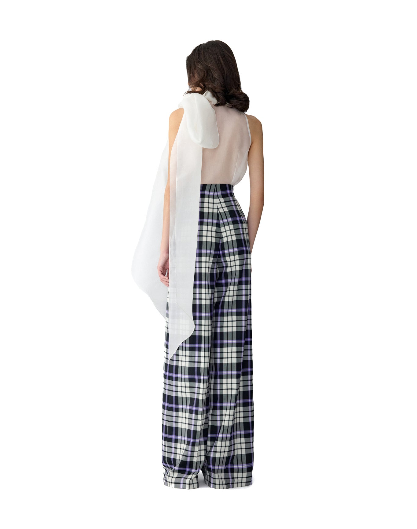 Sleeveless Button Front Top With Bow | White