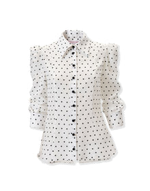 3/4 Sleeve Button Front Collared Shirt | Ivory Multi