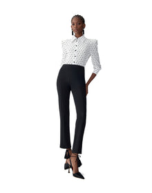 3/4 Sleeve Button Front Collared Shirt | Ivory Multi