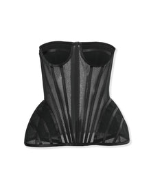 Strapless Exaggerated Hip Bustier | Black