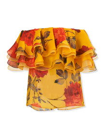 Off-Shoulder Ruffle Top | Saffron Multi