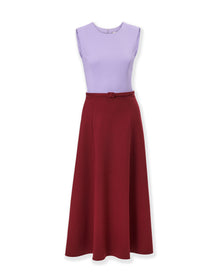 Sleeveless Crewneck A-Line Dress With Belt | Rioja Multi