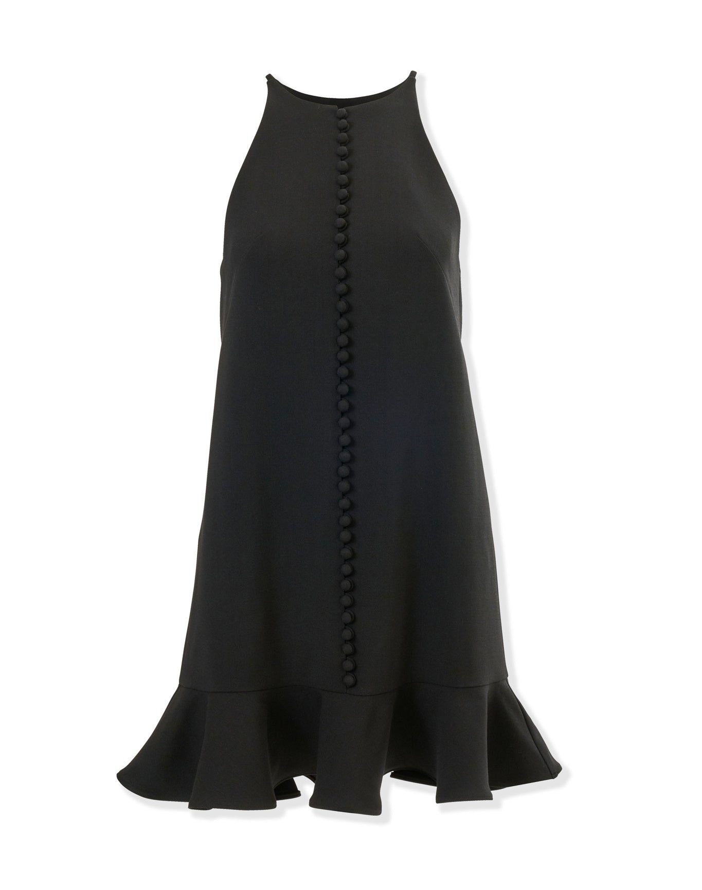 Sleeveless Halter Neck Mini Dress With Ruffle Hem | Black