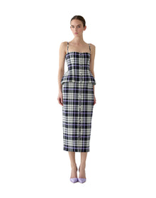 Thin Strap Trompe L'Oeil Midi Dress | Black Multi