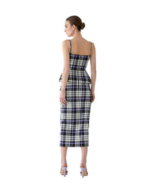 Thin Strap Trompe L'Oeil Midi Dress | Black Multi