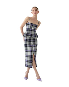 Thin Strap Trompe L'Oeil Midi Dress | Black Multi