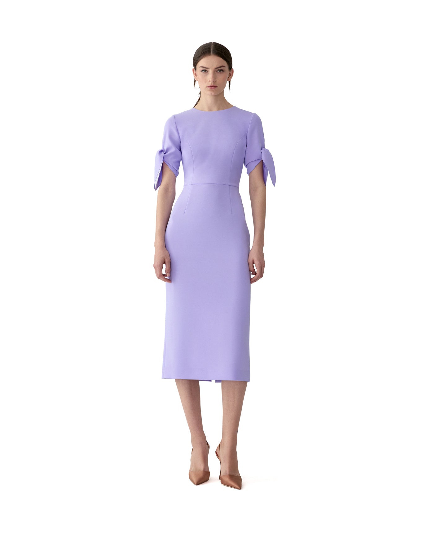 Elbow Tie Sleeve Crewneck Midi Dress | Violeta