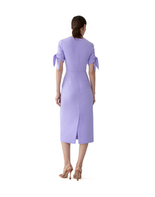 Elbow Tie Sleeve Crewneck Midi Dress | Violeta