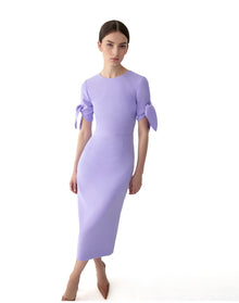 Elbow Tie Sleeve Crewneck Midi Dress | Violeta