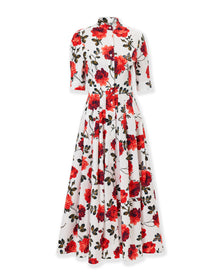 Short Sleeve Shirt Dress | White Multi