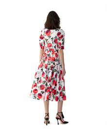 Short Sleeve Shirt Dress | White Multi