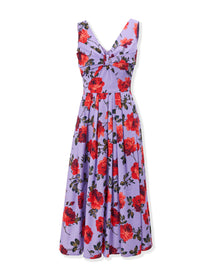 Sleeveless V-Neck A-Line Midi Dress | Violeta Multi