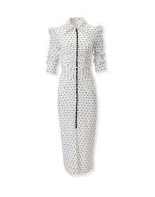 3/4 Sleeve Button Front Shirt Dress | Ivory Multi