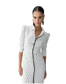 3/4 Sleeve Button Front Shirt Dress | Ivory Multi