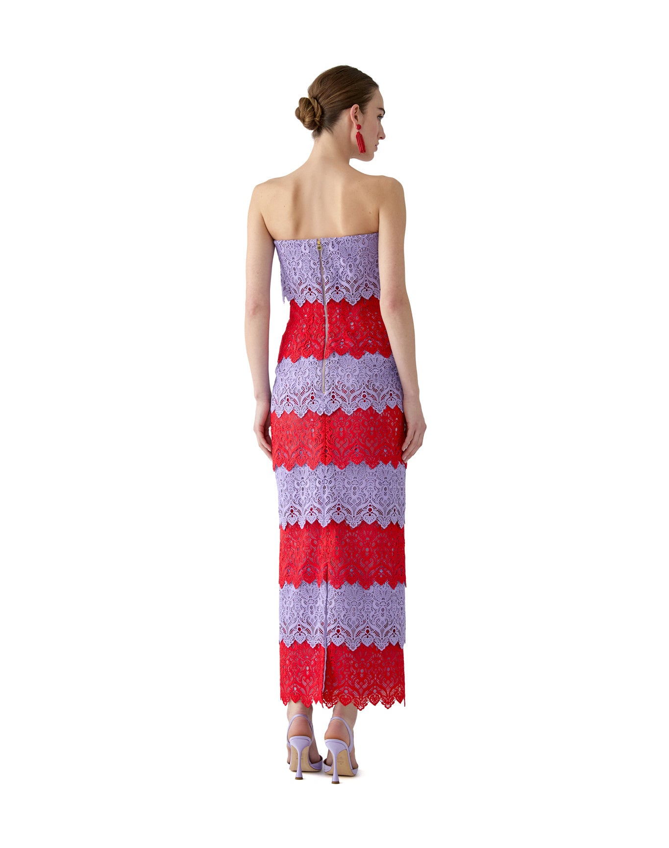 Strapless Ankle Length Dress | Herrera Red Mul