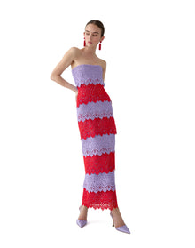 Strapless Ankle Length Dress | Herrera Red Mul