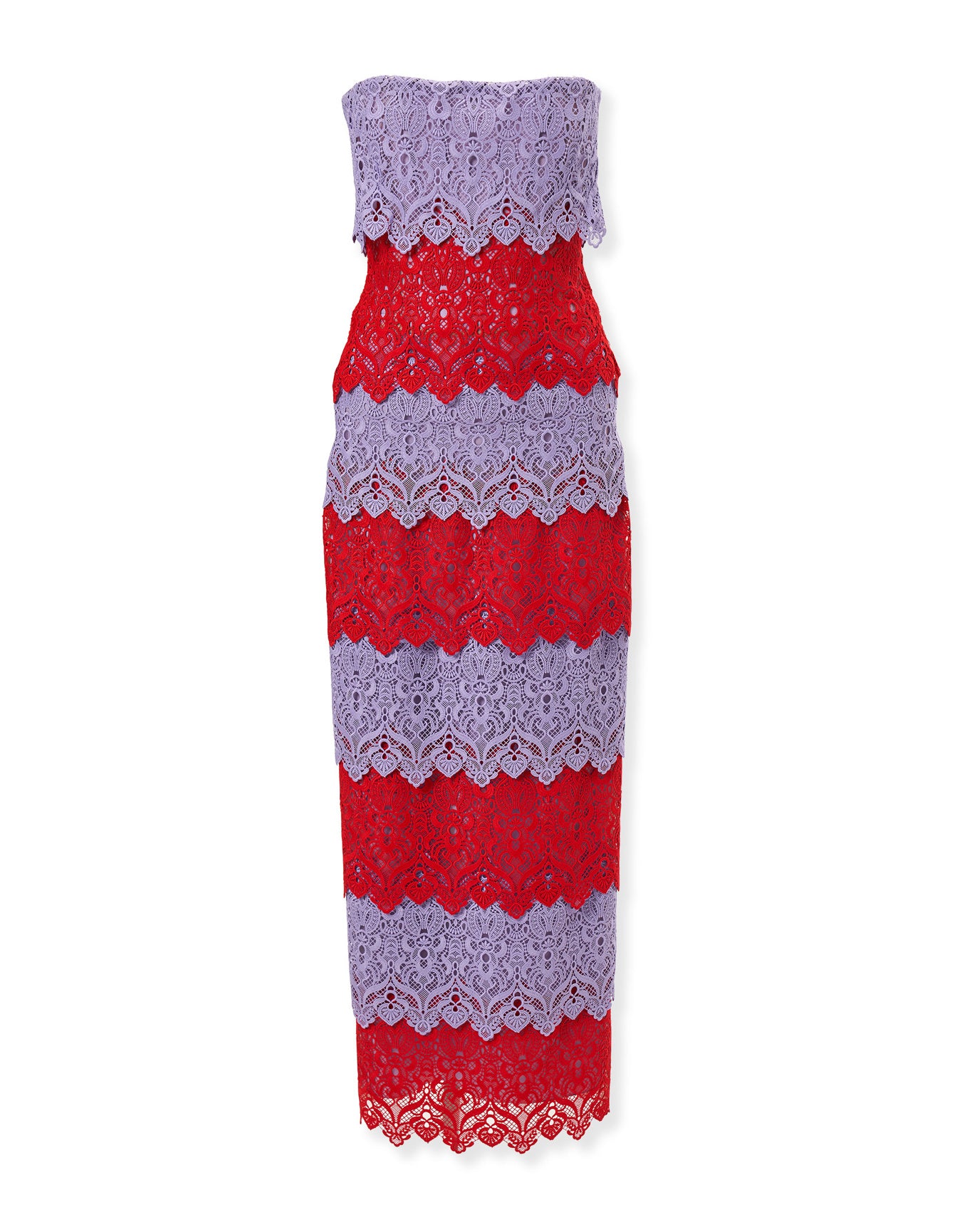 Strapless Ankle Length Dress | Herrera Red Mul