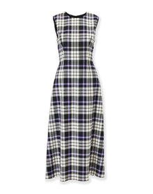 Sleeveless Crewneck A-Line Dress | Black Multi