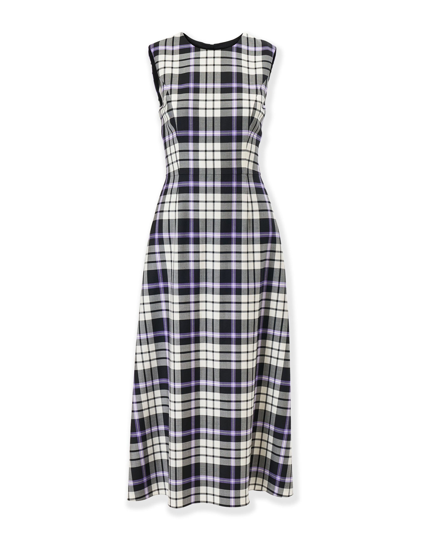 Sleeveless Crewneck A-Line Dress | Black Multi