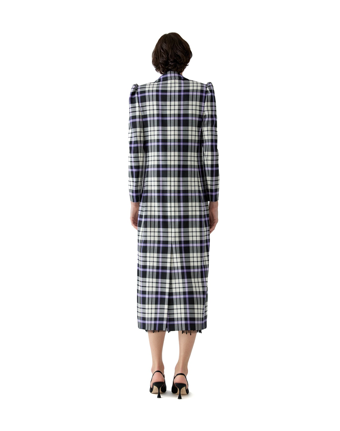 Single Breasted Coat | Black Multi