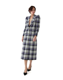 Single Breasted Coat | Black Multi