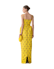 Thin Strap Bell Shaped Gown | Saffron Multi