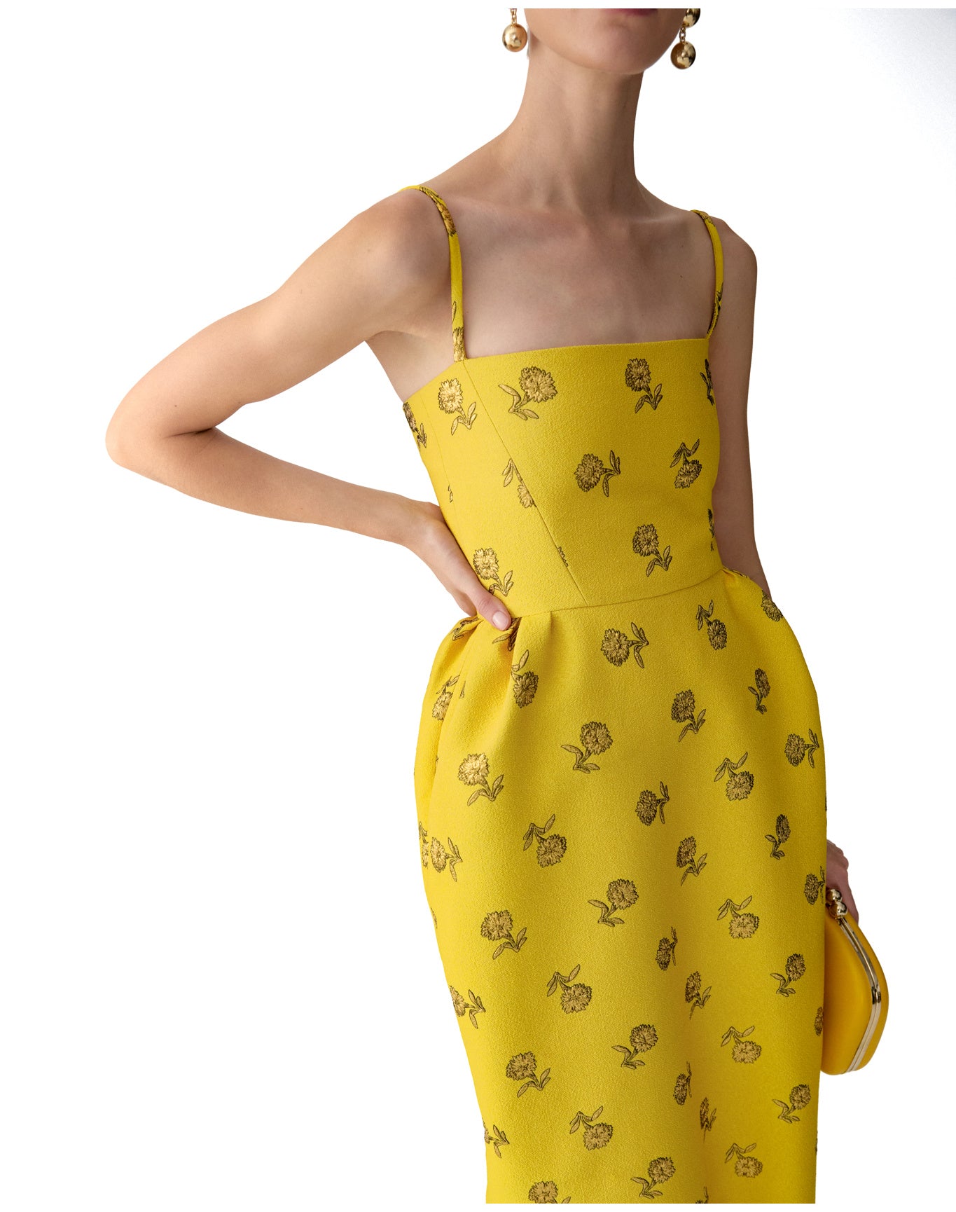 Thin Strap Bell Shaped Gown | Saffron Multi