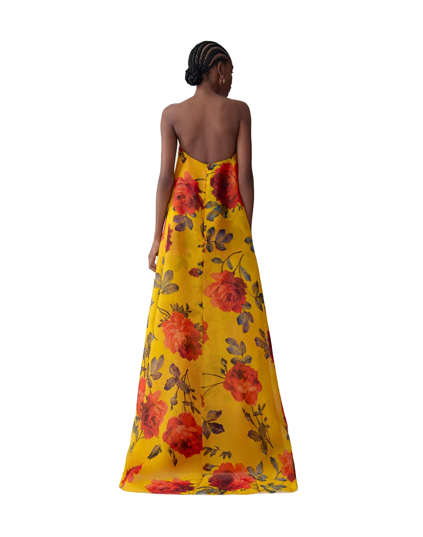 Strapless Deep V Gown | Saffron Multi