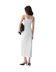 Embroidered Sleeveless Scoop Neck Midi Dress | White Multi