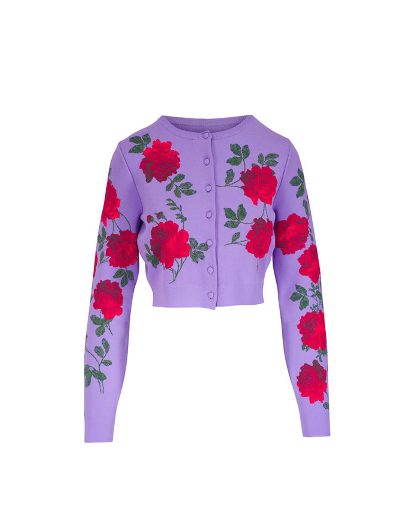 Long Sleeve Crewneck Cropped Cardigan | Violeta Multi