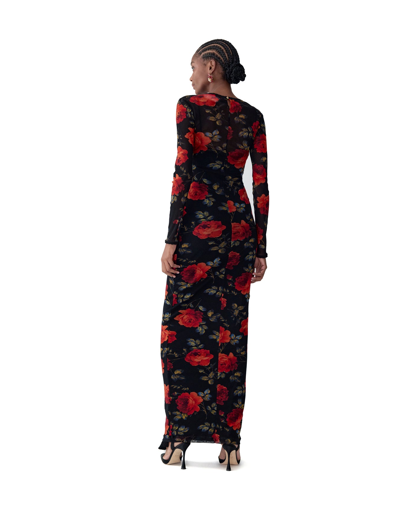 Long Sleeve Crewneck Dress | Black Multi
