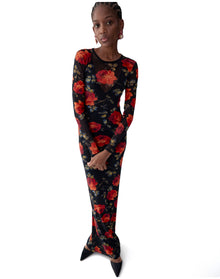 Long Sleeve Crewneck Dress | Black Multi