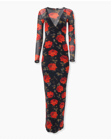 Long Sleeve Crewneck Dress | Black Multi