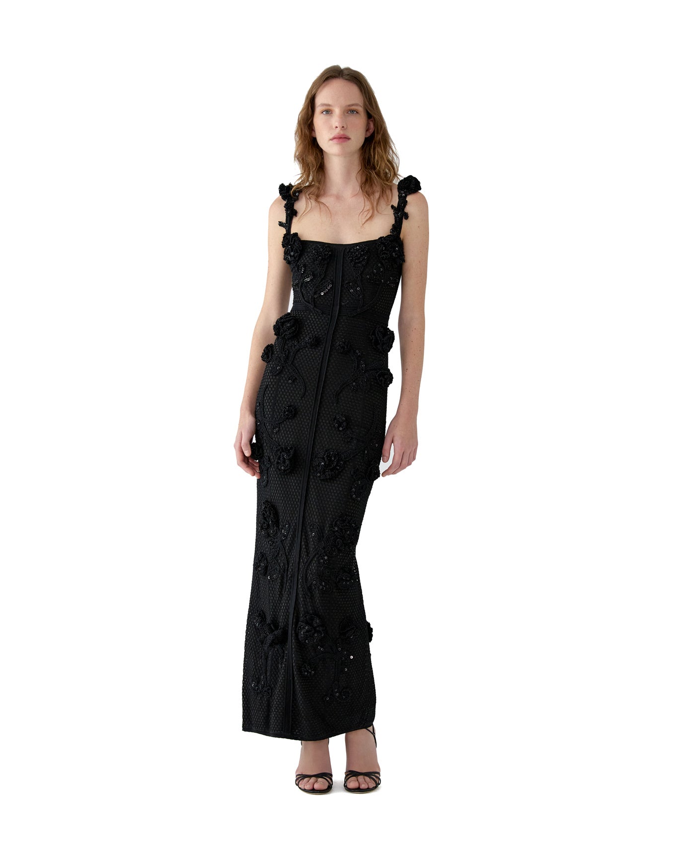 Thin Strap Crochet Dress | Black
