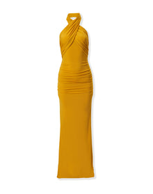 Criss-Cross Halter Neck Gown | Saffron