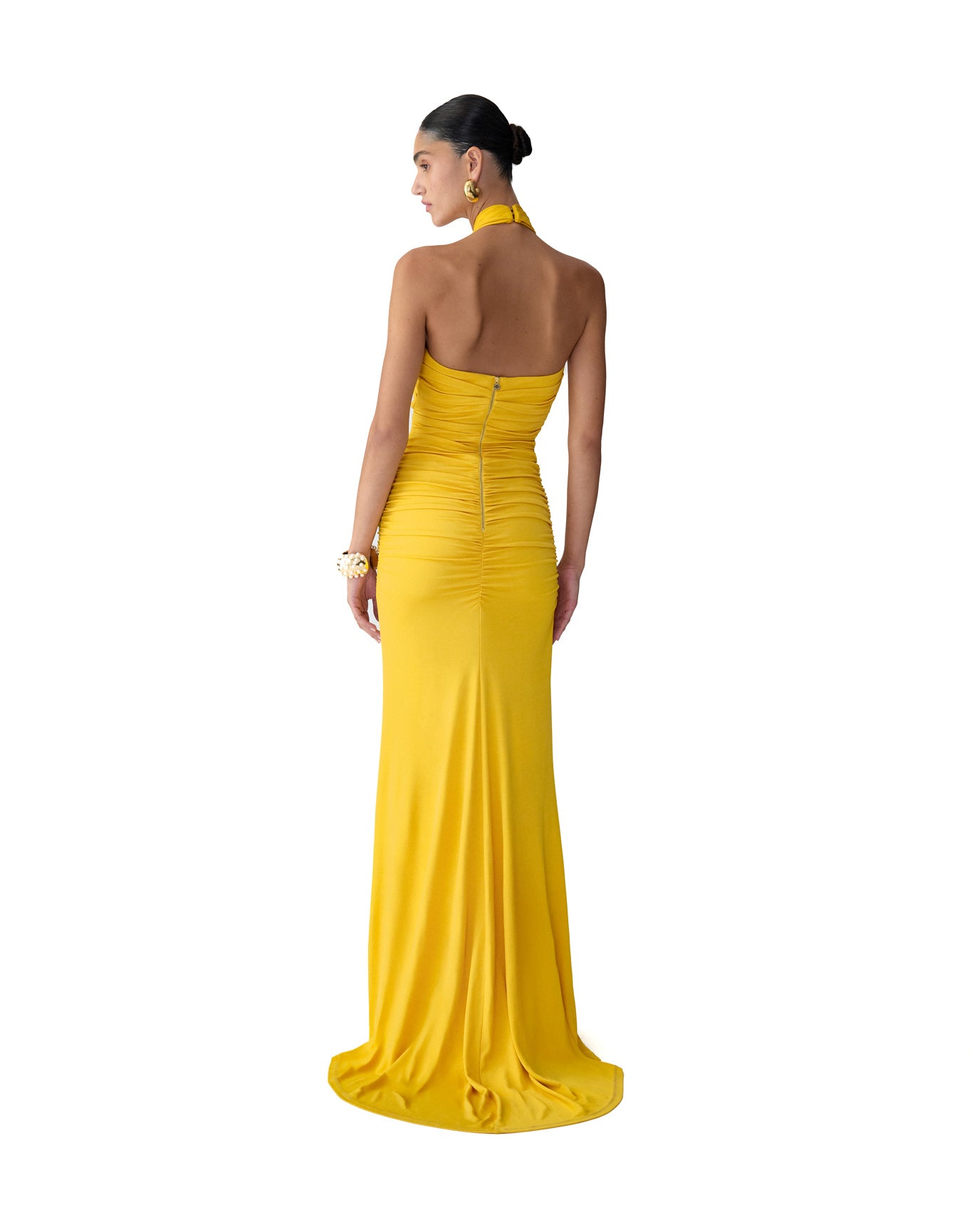 Criss-Cross Halter Neck Gown | Saffron