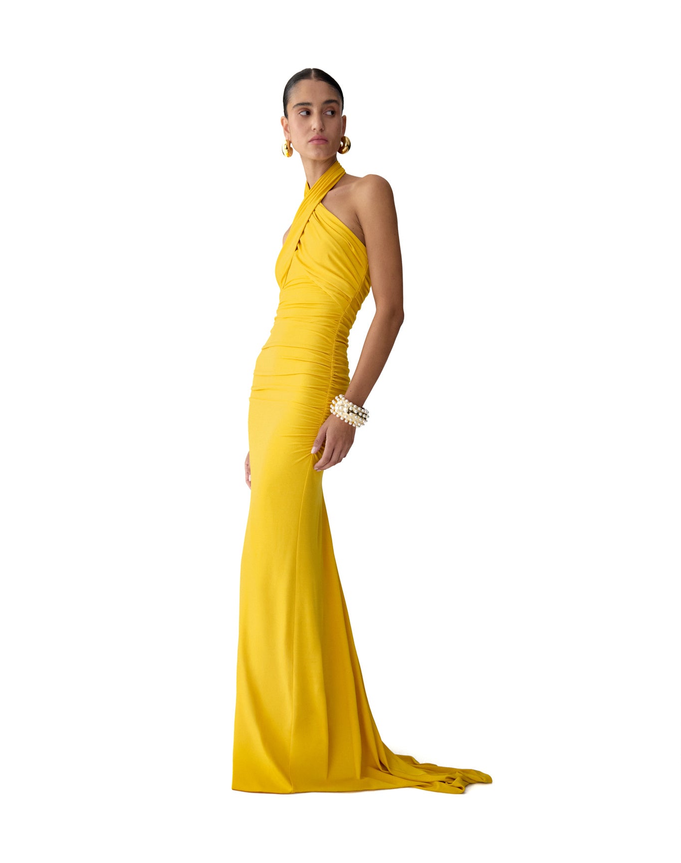 Criss-Cross Halter Neck Gown | Saffron