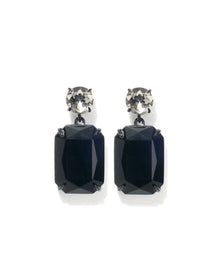 Crystal Riviere Drop Earring | Black