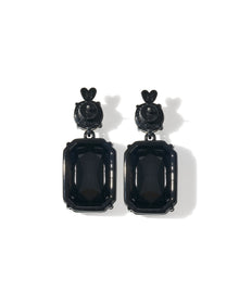 Crystal Riviere Drop Earring | Black