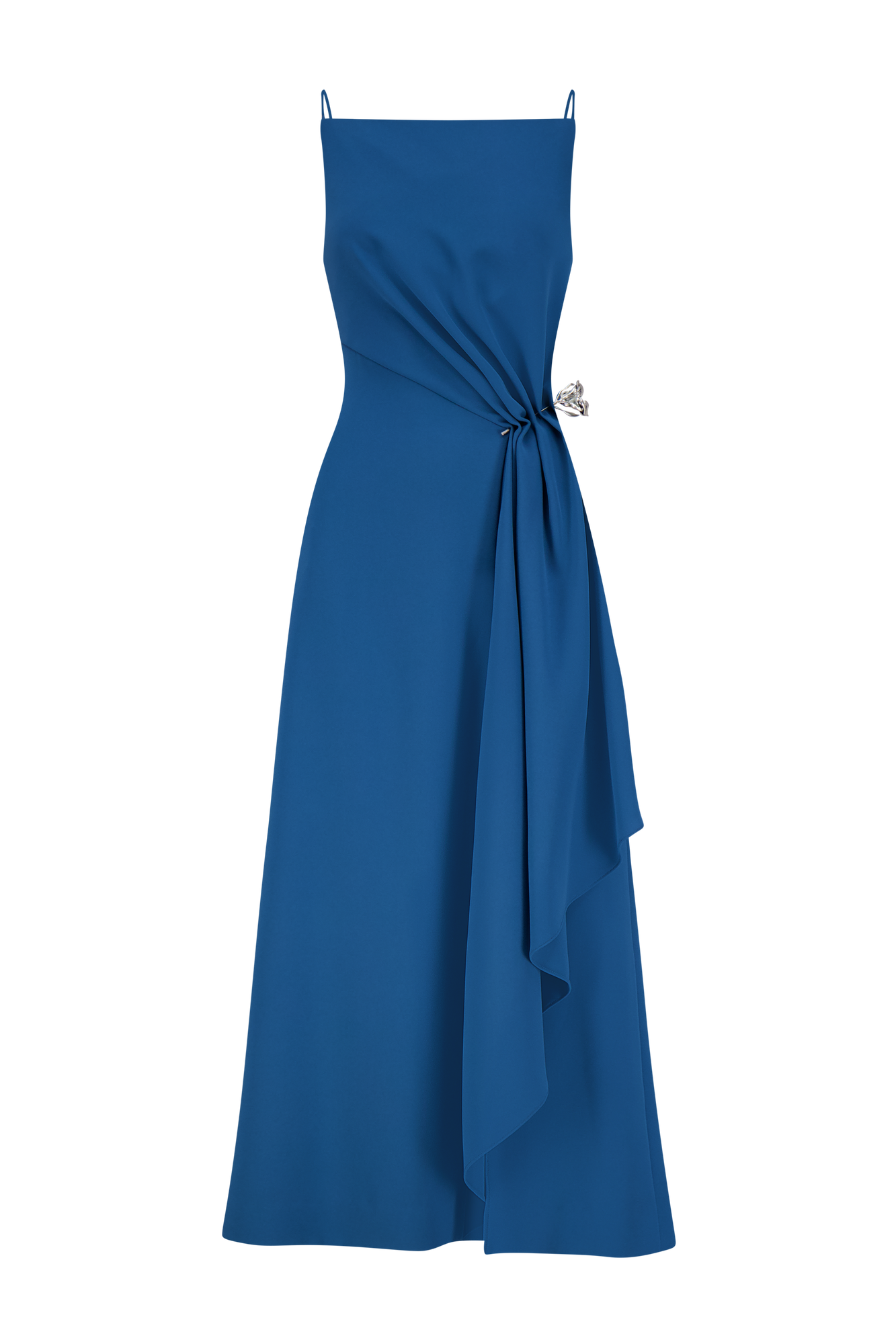 Fluid Crepe Pin Detail Draped Dress | Mallard