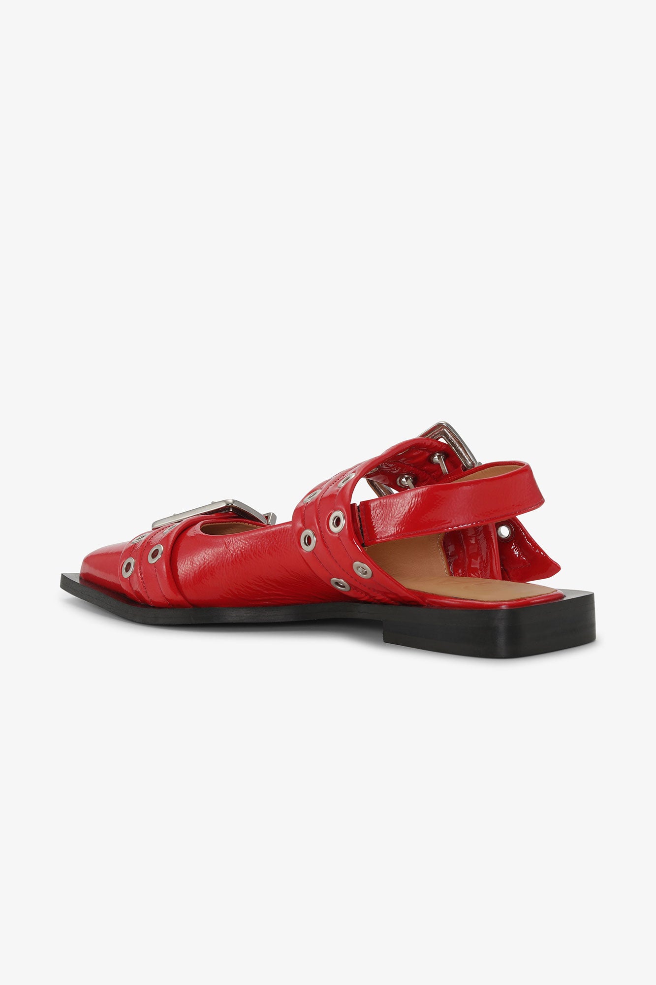 Feminine Buckle Ballerinas in Red | Racing Red