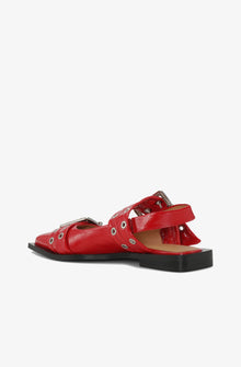 Feminine Buckle Ballerinas in Red | Racing Red